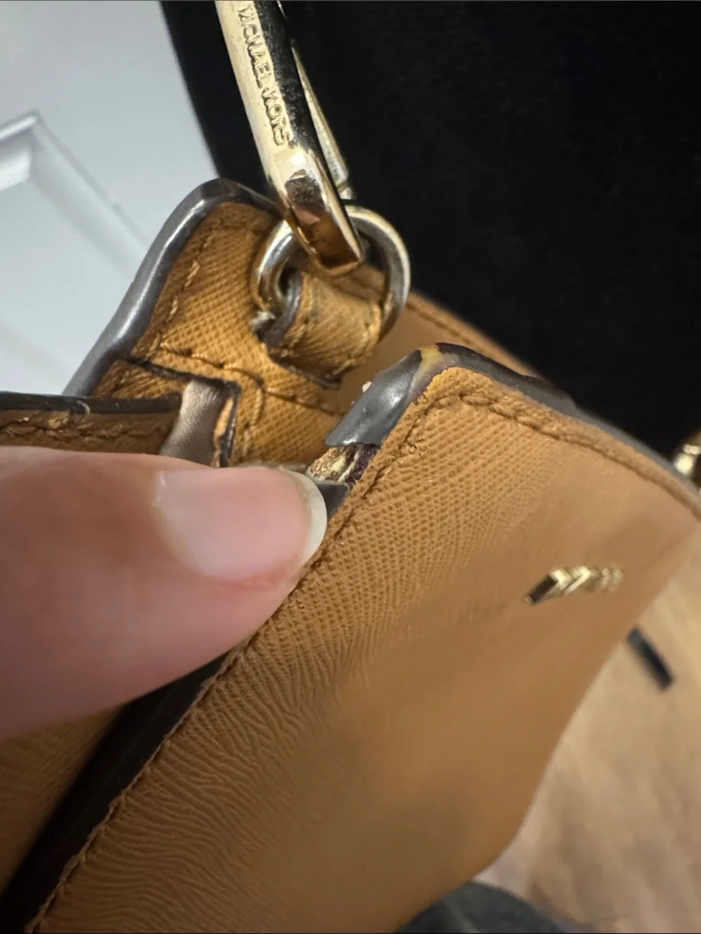 Michael Kors Tan Saffiano Leather Crossbody with Gold Hardware